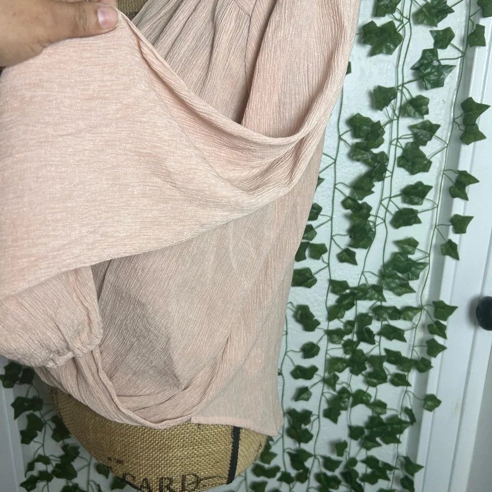 Free People Pink Wrap Blouse Long Sleeve Relaxed